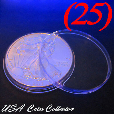 (25) American Silver Eagle Size Direct Fit Air-tite Coin Capsules [h40] Genuine