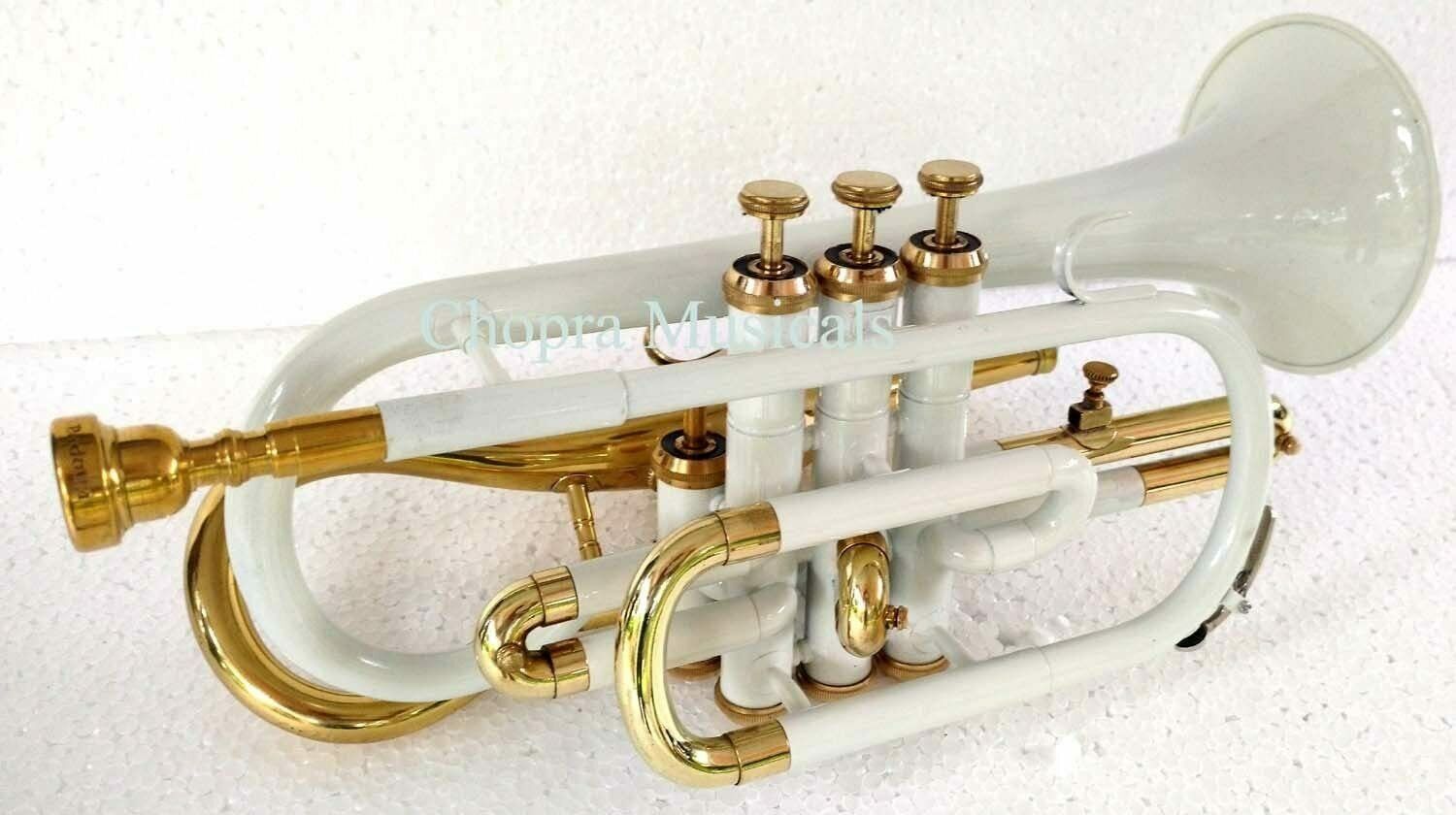Cornet Bb Pitch White Color With Free Case Mp Priority Instrwnunts